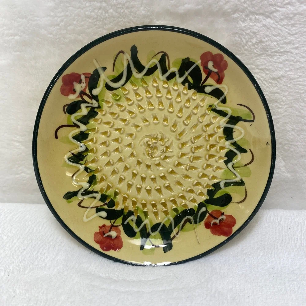 VTG Rupi Handmade Ceramic 1980 Garlic Grater Plate Hand‎ Painted Pottery Spain